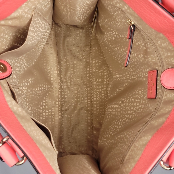 KATE SPADE NEW YORK Leather Coral Perforated Tote Bag – Structured Shoulder Bag - Picture 5 of 7